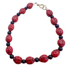 Ladybug unique multicolor beaded bracelet